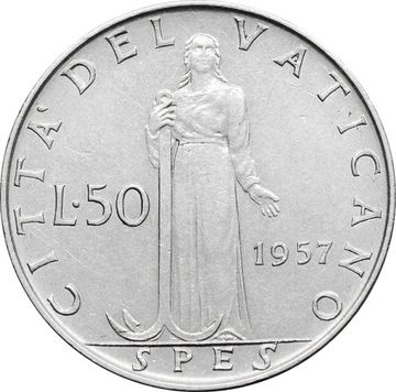 50 лир 1957 Ватикан