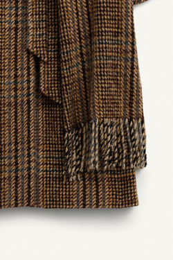 ZARA ПАЛЬТО ИЗ СМЕСОВОЙ ШЕРСТИ, КОРИЧНЕВЫЙ