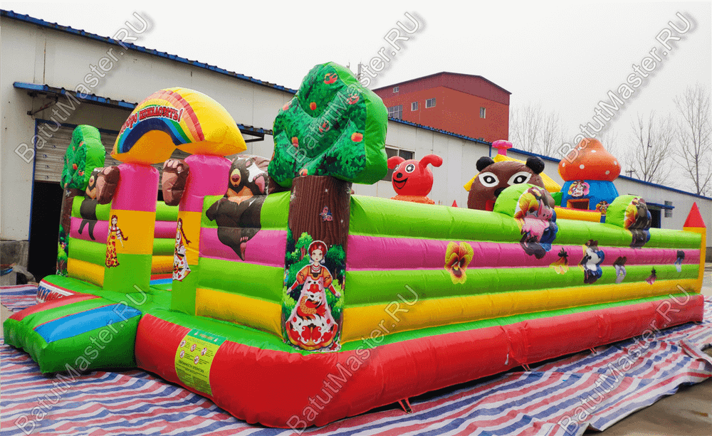 Коммерческий надувной батут "Маша и Миша" 10*6*3 м