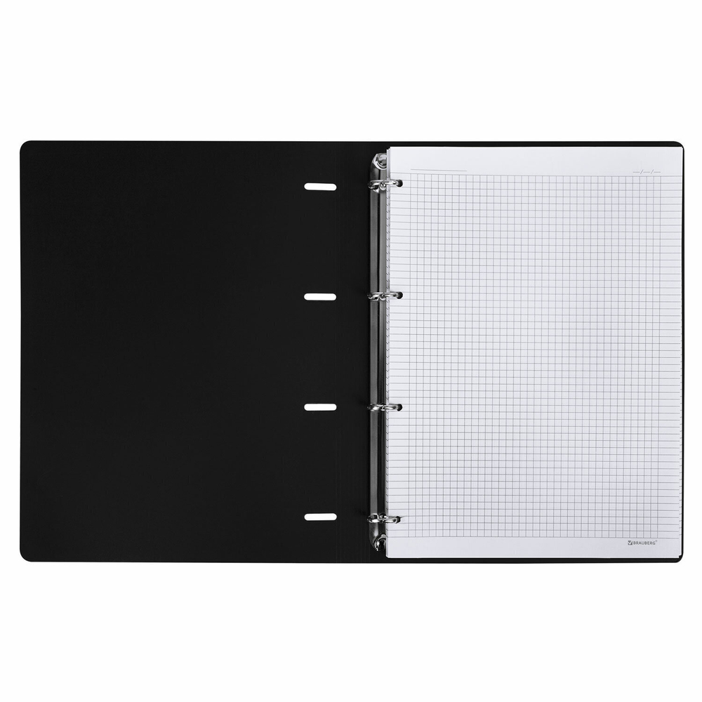 Тетрадь на кольцах БОЛЬШАЯ А4 (240х310 мм) 120 л. под кожу BRAUBERG VISTA Black (2 штуки в упаковке)