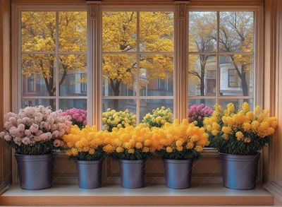 Окно с цветами №1- фон неопреновый