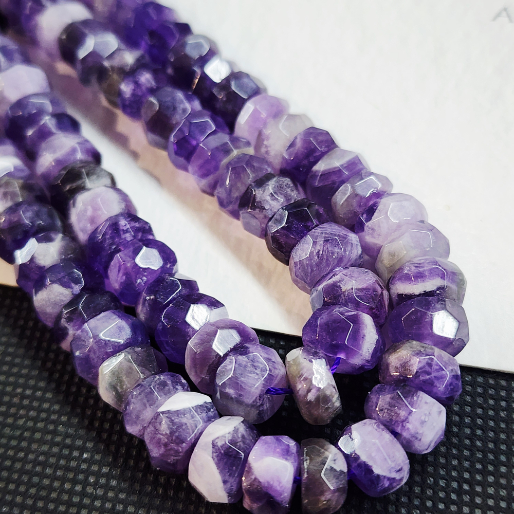 Аметист шеврон, крупный рондель 11×5мм, огранка