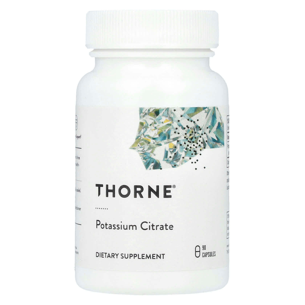 Thorne, цитрат калия, 90 капсул (99 мг в 1 капсуле)