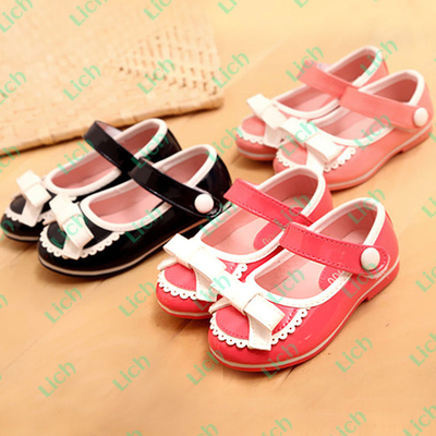 Туфли детские с ремешком на липучке и бантом