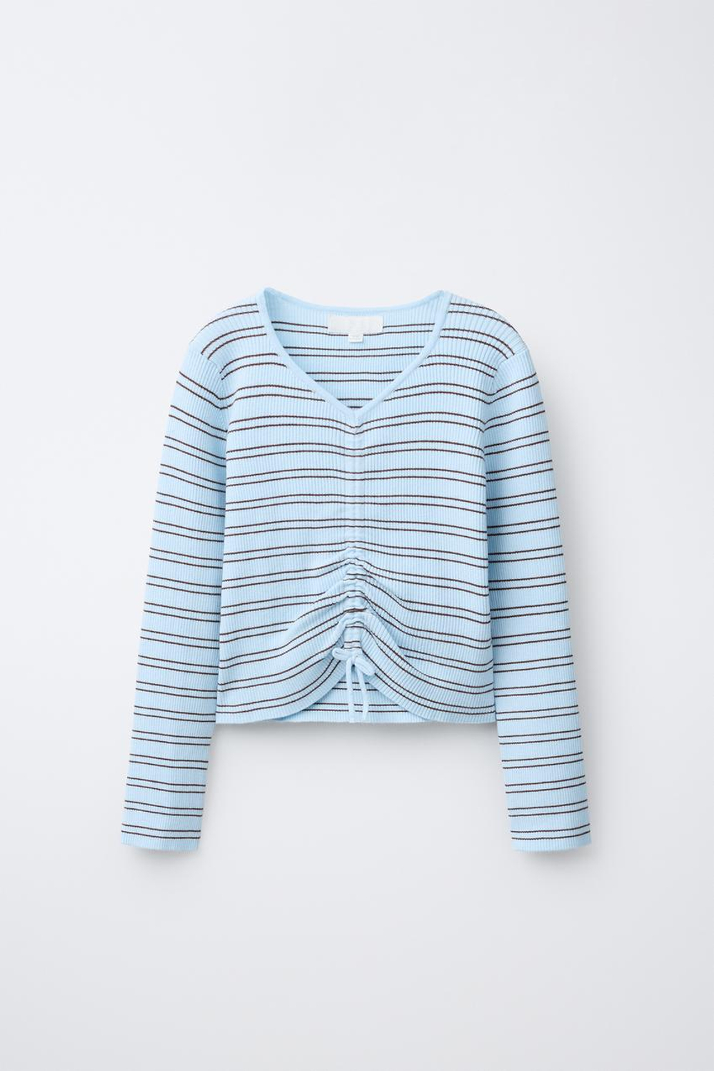 ZARA СВИТЕР В РУБЧИК СО СБОРКАМИ, ПОЛОСКИ