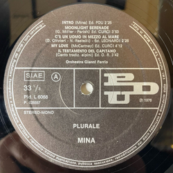 Винтажная виниловая пластинка LP Mina Plurale (Италия 1976)