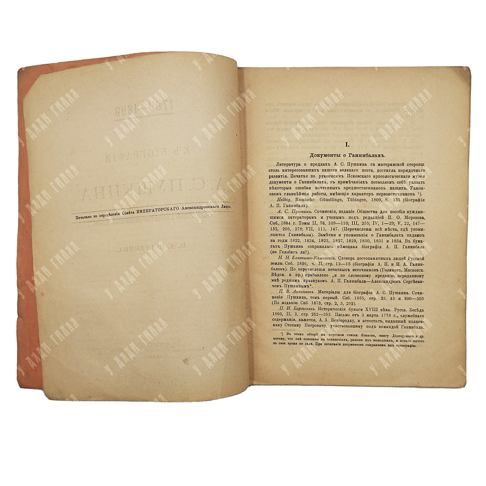 Шляпкин И. А. К биографии А. С. Пушкина (малоизвестные и неизвестные документальные данные), 1899