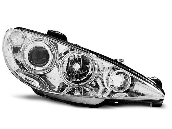 Передние фары angel eyes chrome для Peugeot 206 2002-
