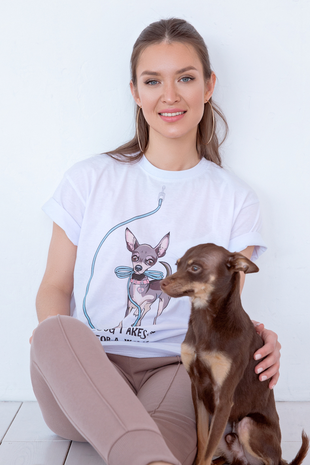 White T-shirt with dog