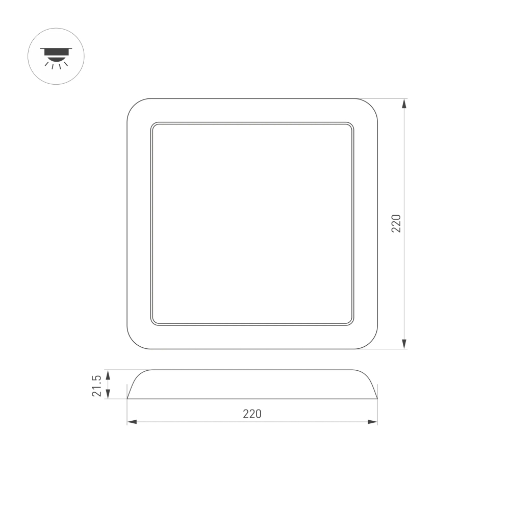 Светильник CL-FIOKK-S220x220-18W Day4000-MIX (WH, 120 deg, 230V) (Arlight, IP44 Пластик, 3 года) 034471