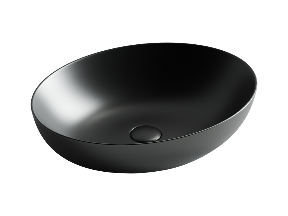 Умывальник чаша накладная овальная (цвет Черный Матовый) Element 520x395x130мм