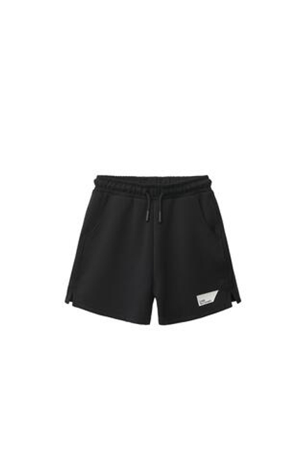 ZARA ШОРТЫ INTERLOCK С НАШИВКОЙ, ЧЕРНЫЙ