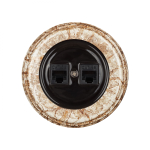 Розетка RJ45 информационная двойная, керамика, цвет черный B1-302-03