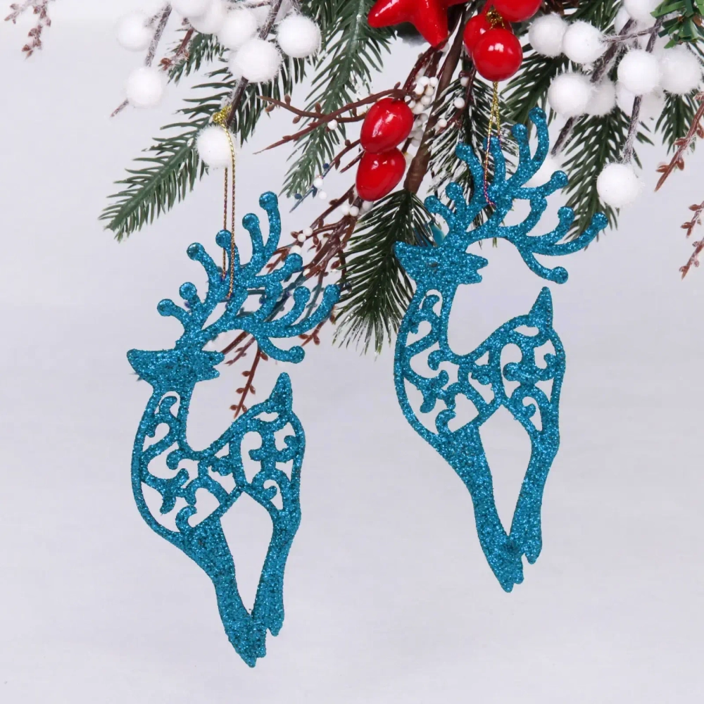 Подвески в блестках «Олень» 14 см (набор 2шт), голубой