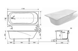 Ванна из литьевого мрамора Эстет Альфа 170х75 белая, ФР-00001751
