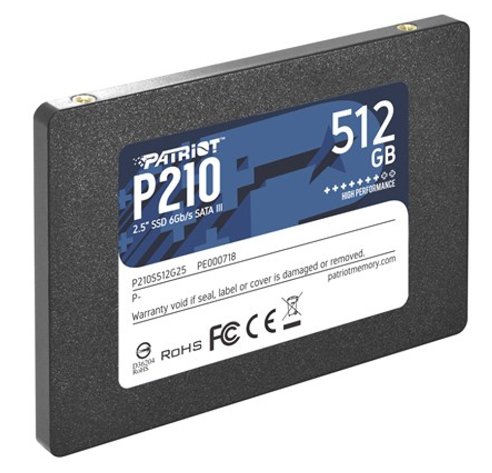 SSD Patriot P210 512Гб, 2.5", SATA3, Retail, Чтение:520мб/с, Запись:430мб/с, радиатор (P210S512G25)