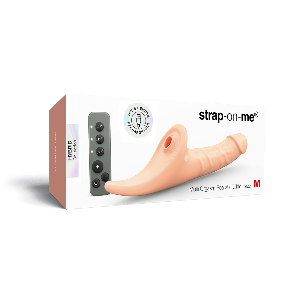 Strap-on-me MULTI ORGASM REALISTIC DILDO - Фаллоимитатор с стимуляцией клитора и вибрацией, M