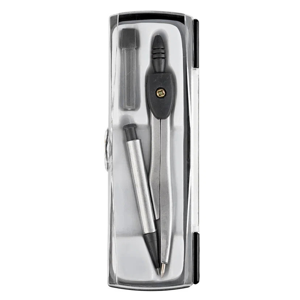 Циркуль для черчения с запасным грифелем, MC-Basir, школьная готовальня с простым циркулем в кейсе, металлический, 12 см