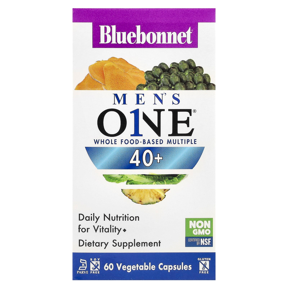 Bluebonnet Nutrition, Men's ONE® 40+, комплекс из цельных продуктов, 60 растительных капсул