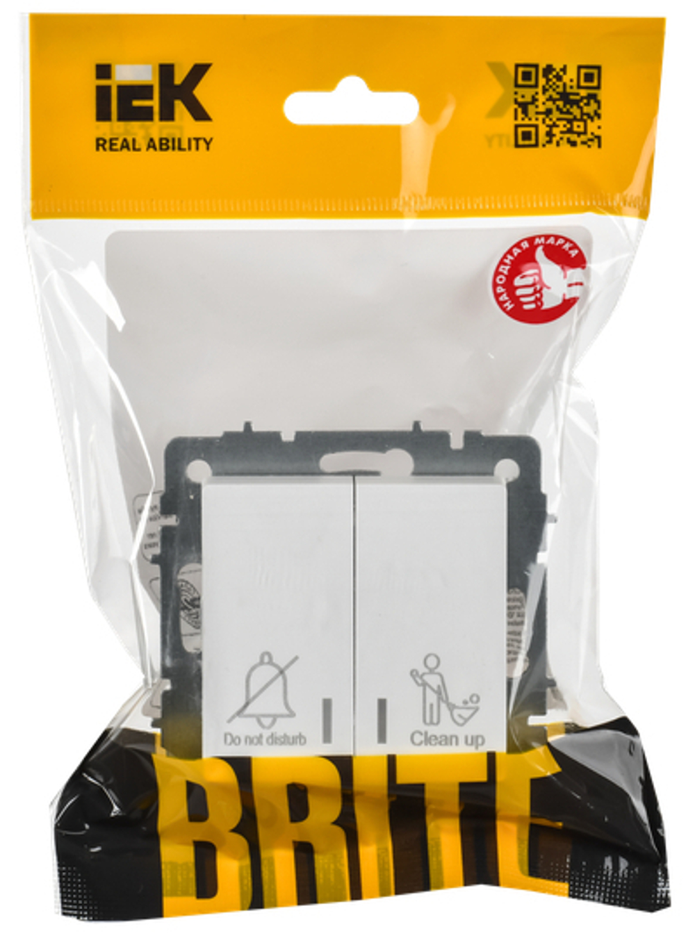 BRITE Выключатель 2-клавишный с индикацией для отелей 10А ВС10-2-9-БрАБ арктический белый IEK