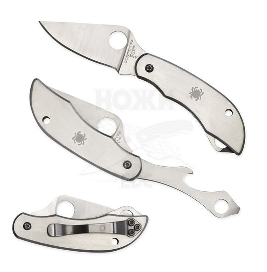 Складной нож Spyderco ClipiTools Bottle Opener Screwdriver Knife C175P c клинком из стали 8Cr13MoV, рукоять Stainless Steel
