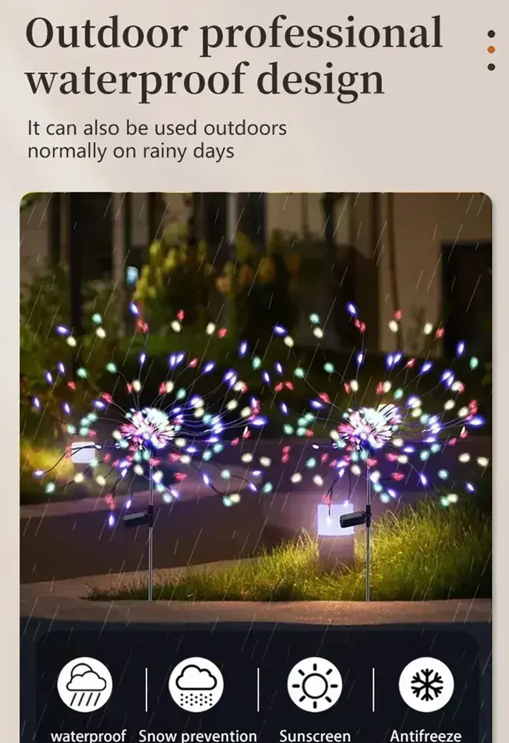 Светильник уличный садовый фейерверк одуванчик 2шт на солнечной батарее цветные