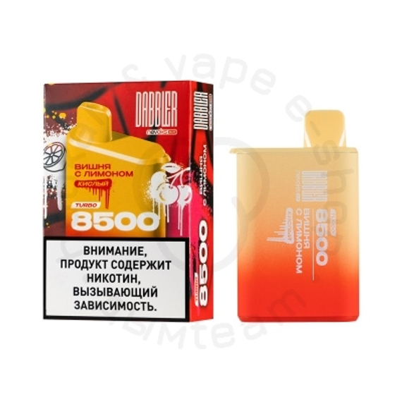 Одноразовая ЭС DABBLER TURBO 8500 с ароматом вишни с лимоном, кислый, 20мг/см3, 8,5 мл (М)