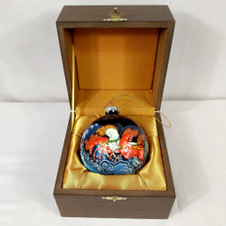 Елочный шар с росписью Палех "Тройка" в футляре