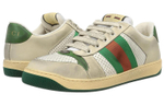 GUCCI Gucci Screener Leather Distressed lace-up fashion sneakers men's Gray Green