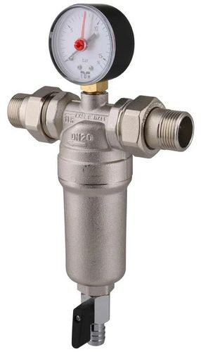 Фильтр промывной Tiemme 3130N 1/2" с манометром для тонкой очистки, 100 мкм