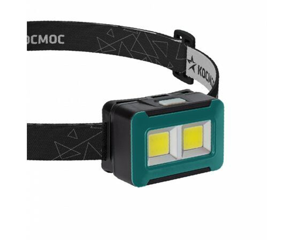 Фонарь налобный 4Вт COB LED 3xAA корпус ABS-пластик регулируемый эластичный ремешок КОСМОС KOC519B