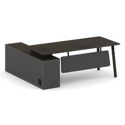 Fresco Стол руководителя FR.SR-20 (R) Дуб Темный/Базальт UM/Металл Черный/Нерж. Сталь 2000*1798*750