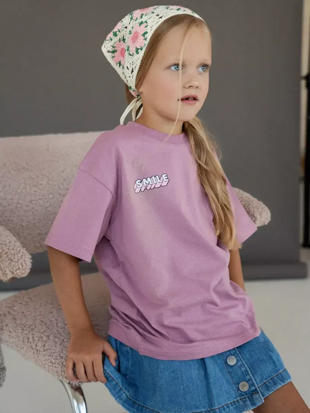 Футболка детская оверсайз в школу трикотажная