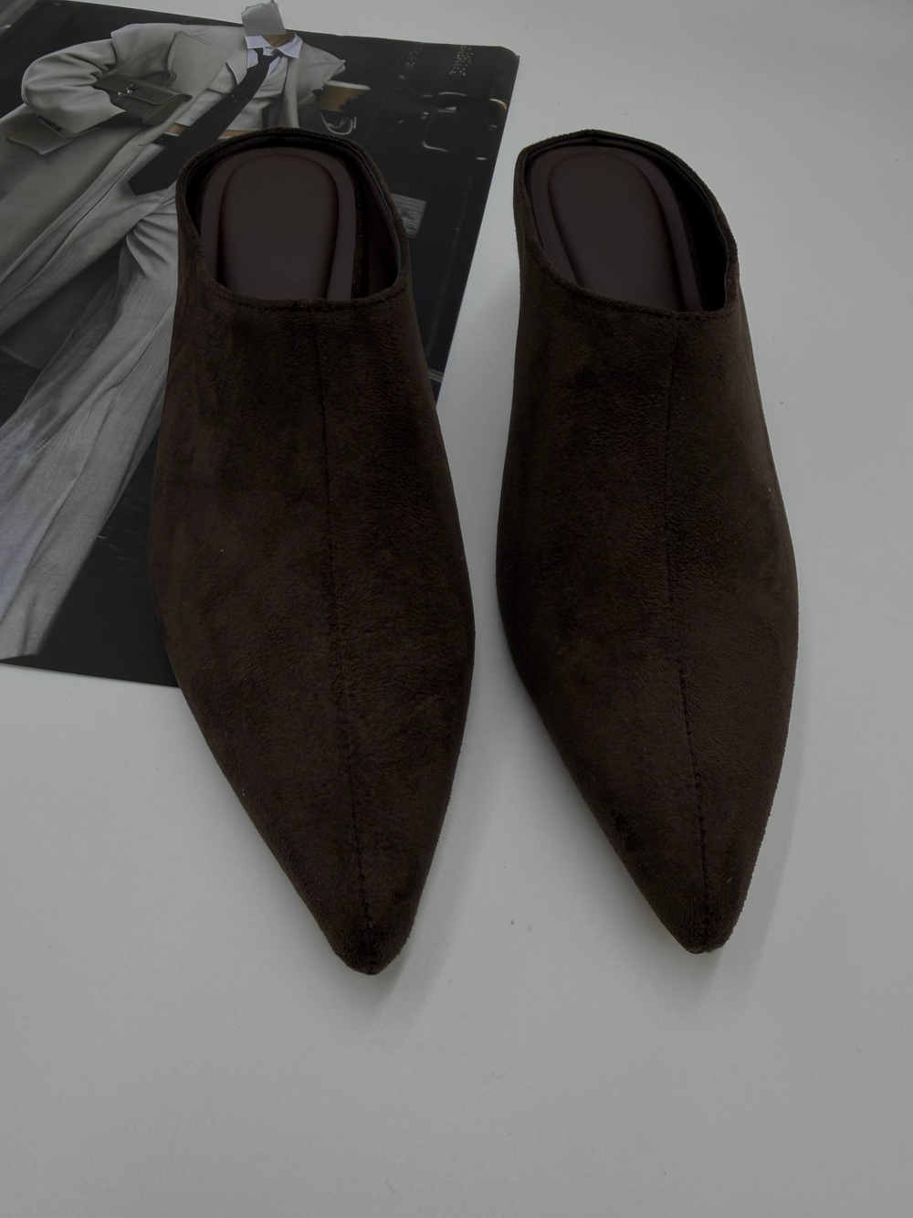 Мюли на каблуке женские экокожа арт. 416-8 цвет"коричневый"