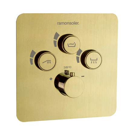 Встраиваемый термостатический смеситель для душа на 3 выхода RS SMART 85T301SOC С ВНУТРЕННЕЙ ЧАСТЬЮ золото