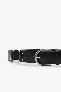 ZARA КОЖАНЫЙ РЕМЕНЬ С КОЛЬЦОМ, ЧЕРНЫЙ