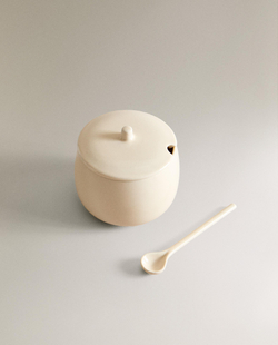 Zara Home сахарница из каменной керамики, цвет кремовый, 10.2 см