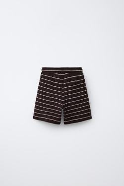 ZARA КОМПЛЕКТ ИЗ РУБАШКИ И ШОРТОВ В ПОЛОСКУ, КОРИЧНЕВЫЙ