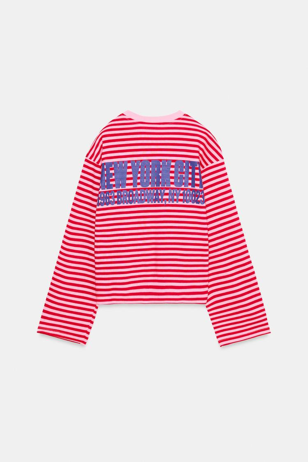 ZARA ФУТБОЛКА В ПОЛОСКУ С НАДПИСЬЮ, РОЗОВЫЙ