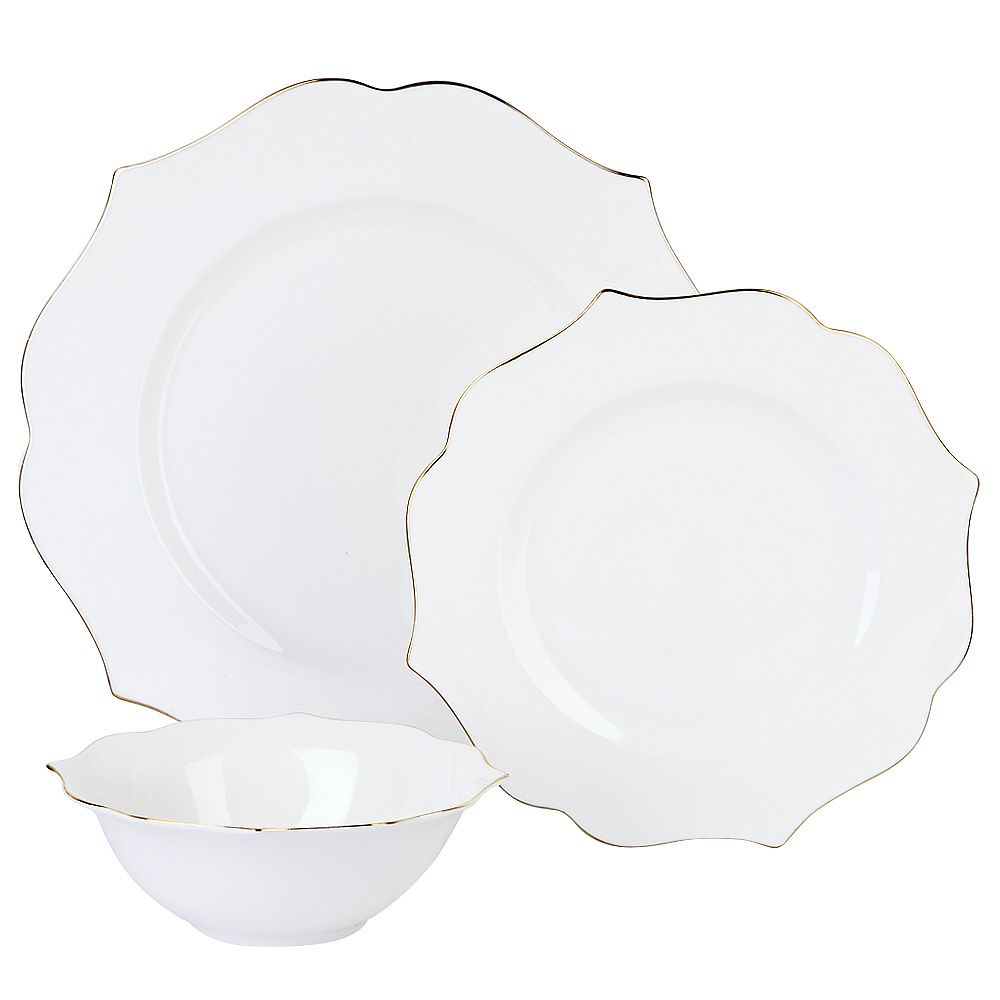 Столовый набор 12пр " " с золотой окантовкой (фарфор) (подарочная упаковка)