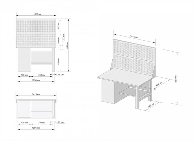 Great Wolf (GWT-V1400T2) Верстак инструментальный, тумба с дверью, 2 экрана, 1400x700