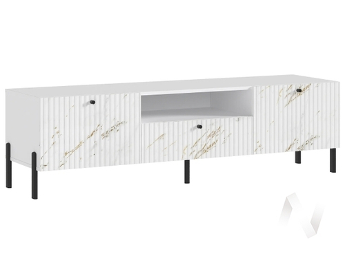 Тумба ТВ (малая)(металл) Оливия (белый/мрамор золото)