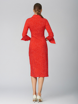 Платье-рубашка, с сборкой в горох