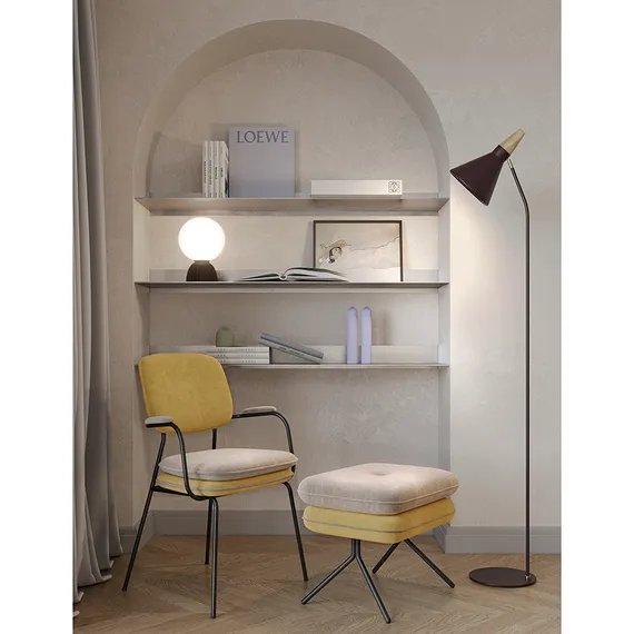 Пуф Pea, велюр, бежевый/желтый