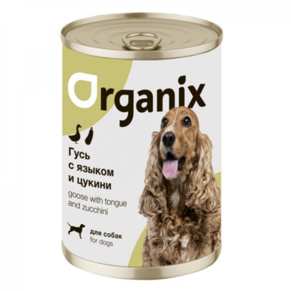 ORGANIX Консервы для собак Рагу из гуся с языком и цуккини, 400гр