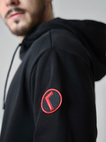 Худи черное Город Горький мужское с нашивкой на рукаве