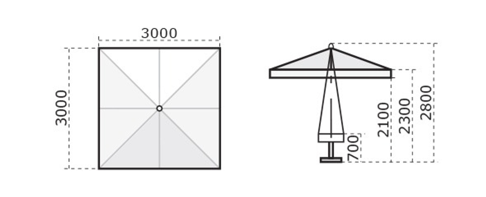 Зонт профессиональный 3х3 м Palladio Standard