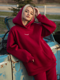 Худи женское оверсайз с начесом basis бордо