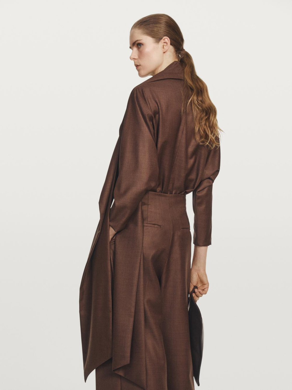 Massimo Dutti Брюки с вытачками из 100% шерсти - Studio, терракотовый