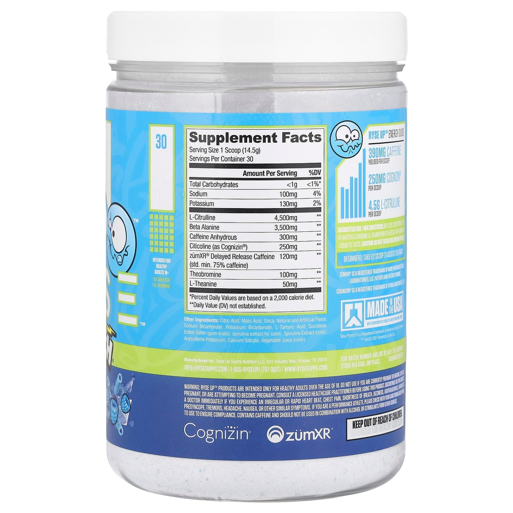 RYSE, Loaded Pre, Sour Punch® Sour Blue Raz, 435 г (15,3 унции)